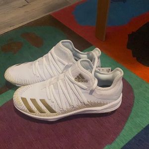 Adidas afterburner 6 white/gold baseball cleats